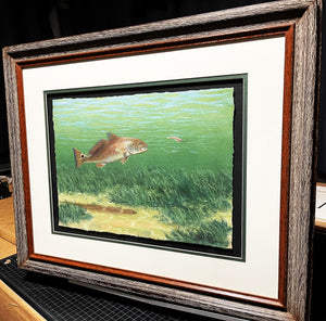 John Dearman - Redfish 2023 - Quarter Sheet GiClee - Brand New Custom Sporting Frame