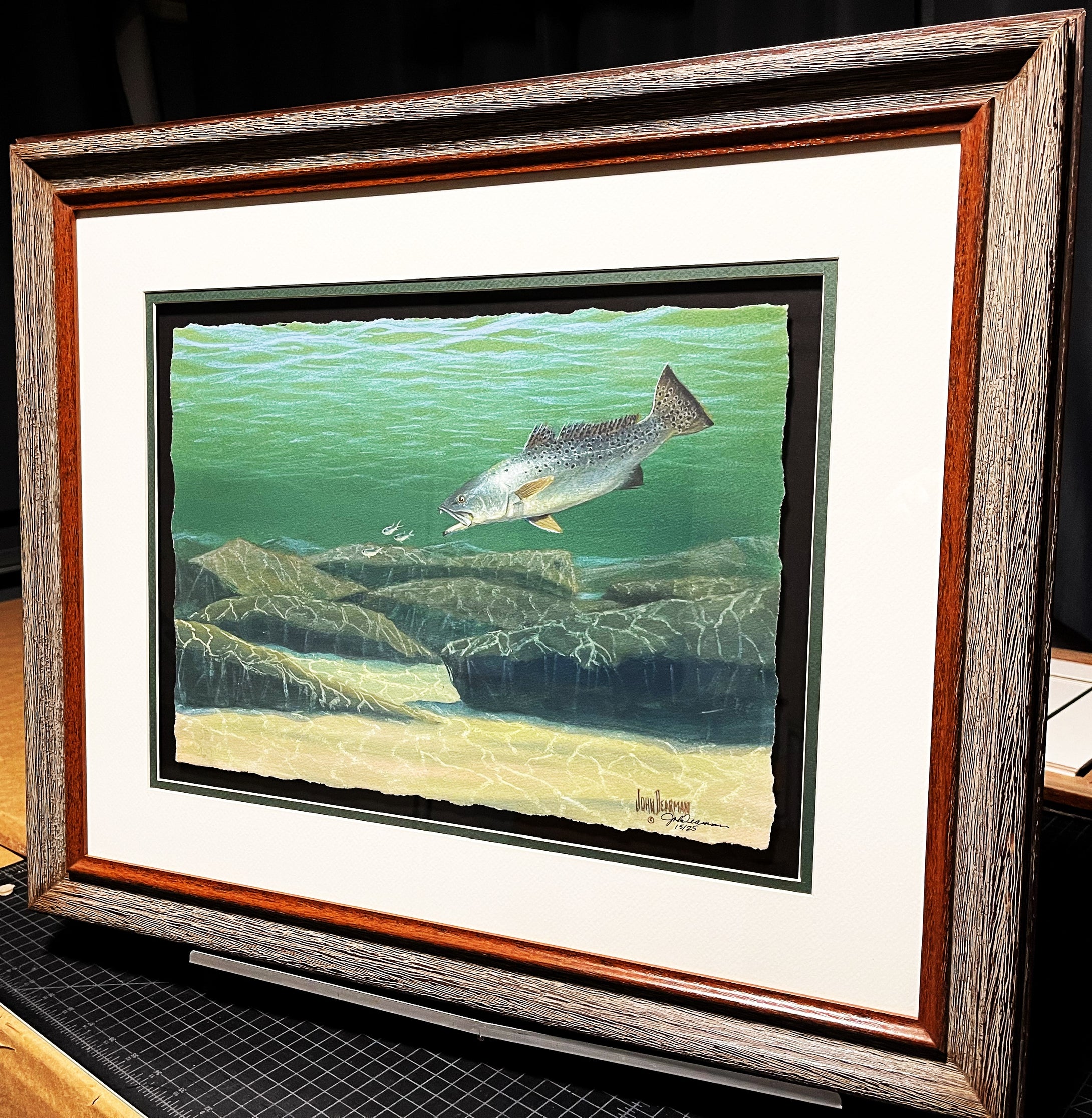 John Dearman Speckled Trout 2023 GiClee Quarter Sheet - Brand New Super Custom Sporting Frame