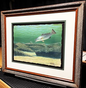 John Dearman Speckled Trout 2023 GiClee Quarter Sheet - Brand New Super Custom Sporting Frame