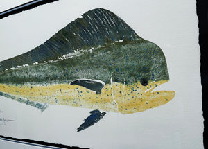John Morrow - Dorado Mahi Mahi Gyotaku GiClee - Brand New Custom Sporting Frame