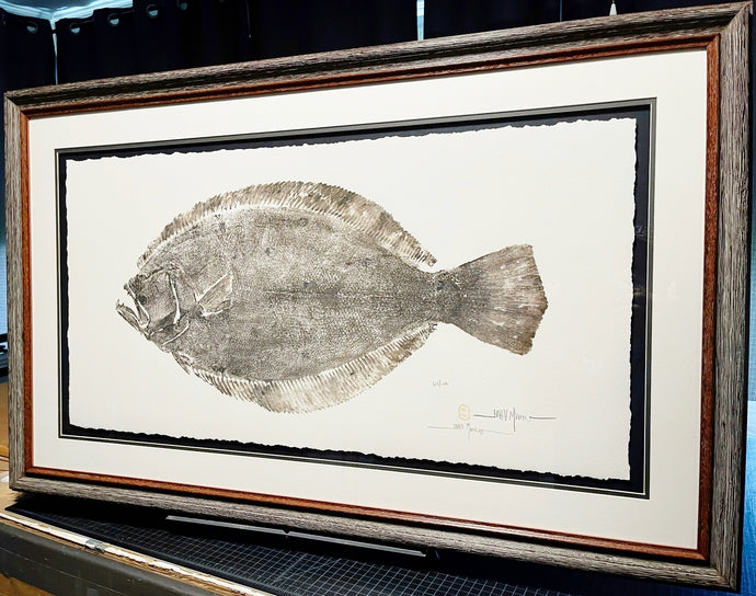 John Morrow Southern Flounder Gyotaku GiClee - Brand New Super Custom Sporting Frame