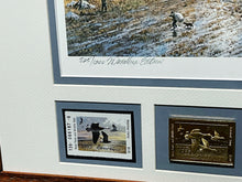 Load image into Gallery viewer, John P. Cowan - 1985 Texas Waterfowl Duck Stamp Print Gold Medallion With Double Stamps - Brand New Custom Sporting Frame