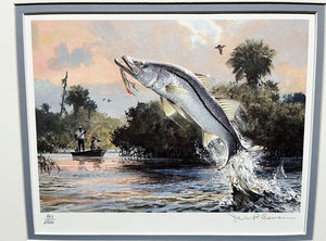John P. Cowan 1986 Gulf Coastal Conservation Association CCA GCCA Stamp Print With Stamp - Brand New Super Custom Sporting Frame