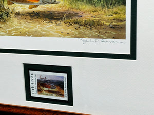 John P. Cowan 1986 Texas Saltwater Stamp Print With Stamp - Brand New Super Custom Sporting Frame