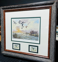 Load image into Gallery viewer, John P. Cowan - 1988 Texas Waterfowl Stamp Print With Double Stamps - Brand New Custom Sporting Frame
