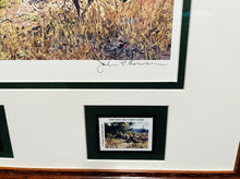 Load image into Gallery viewer, John P. Cowan 1988 Texas Wild Turkey Stamp Print With Double Stamps - Brand New Super Custom Sporting Frame