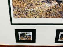 Load image into Gallery viewer, John P. Cowan 1988 Texas Wild Turkey Stamp Print With Double Stamps - Brand New Super Custom Sporting Frame