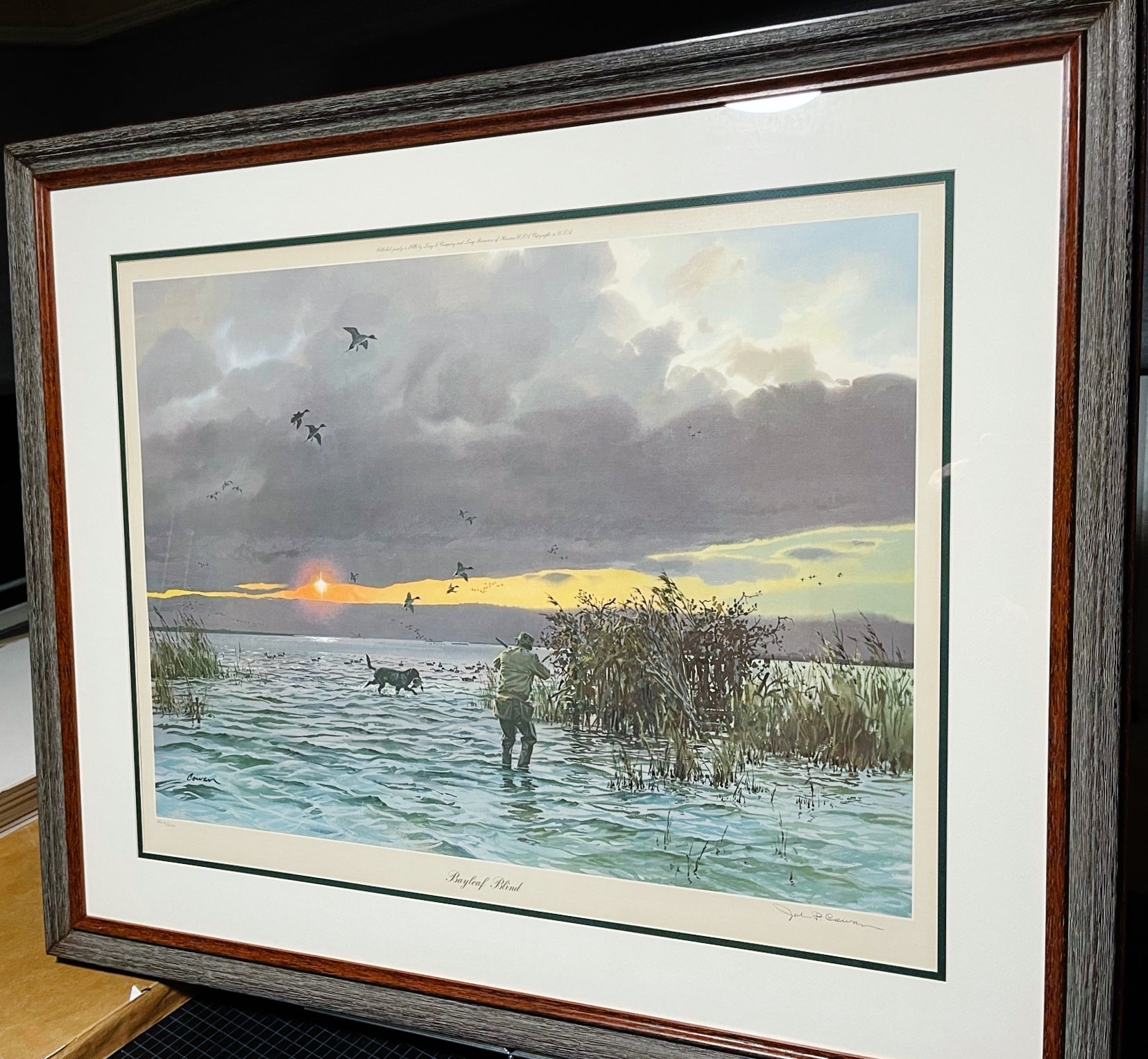 John P. Cowan Bayleaf Blind Lithograph Year 1976 - Brand New Super Custom Sporting Frame