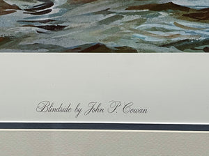 John P. Cowan - Blindside - Lithograph 1992 - Brand New Custom Sporting Frame