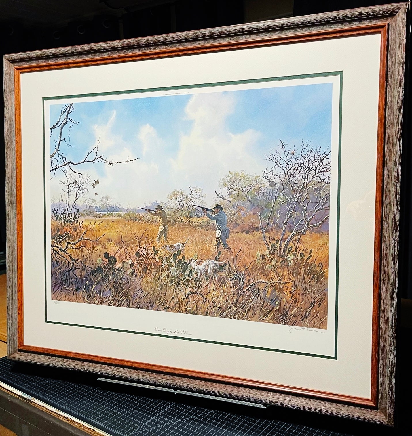 John P. Cowan Cactus Covey Lithograph Year 1988 - Brand New Super Custom Sporting Frame