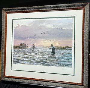 John P. Cowan Catchin' Up Lithograph Artist Proof Year 1998 - Brand New Super Custom Sporting Frame