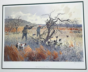 John P. Cowan Clay County Covey Lithograph Year 1992- Brand New Super Custom Sporting Frame