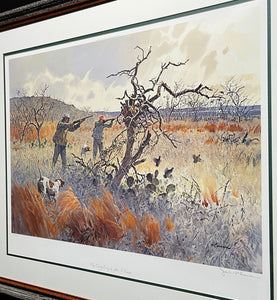 John P. Cowan Clay County Covey Lithograph Year 1992- Brand New Super Custom Sporting Frame