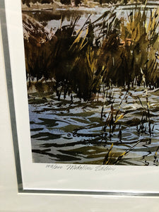 John P. Cowan Coming Home Lithograph Gold Medallion Edition Year 1985 - Brand New Super Custom Sporting Frame