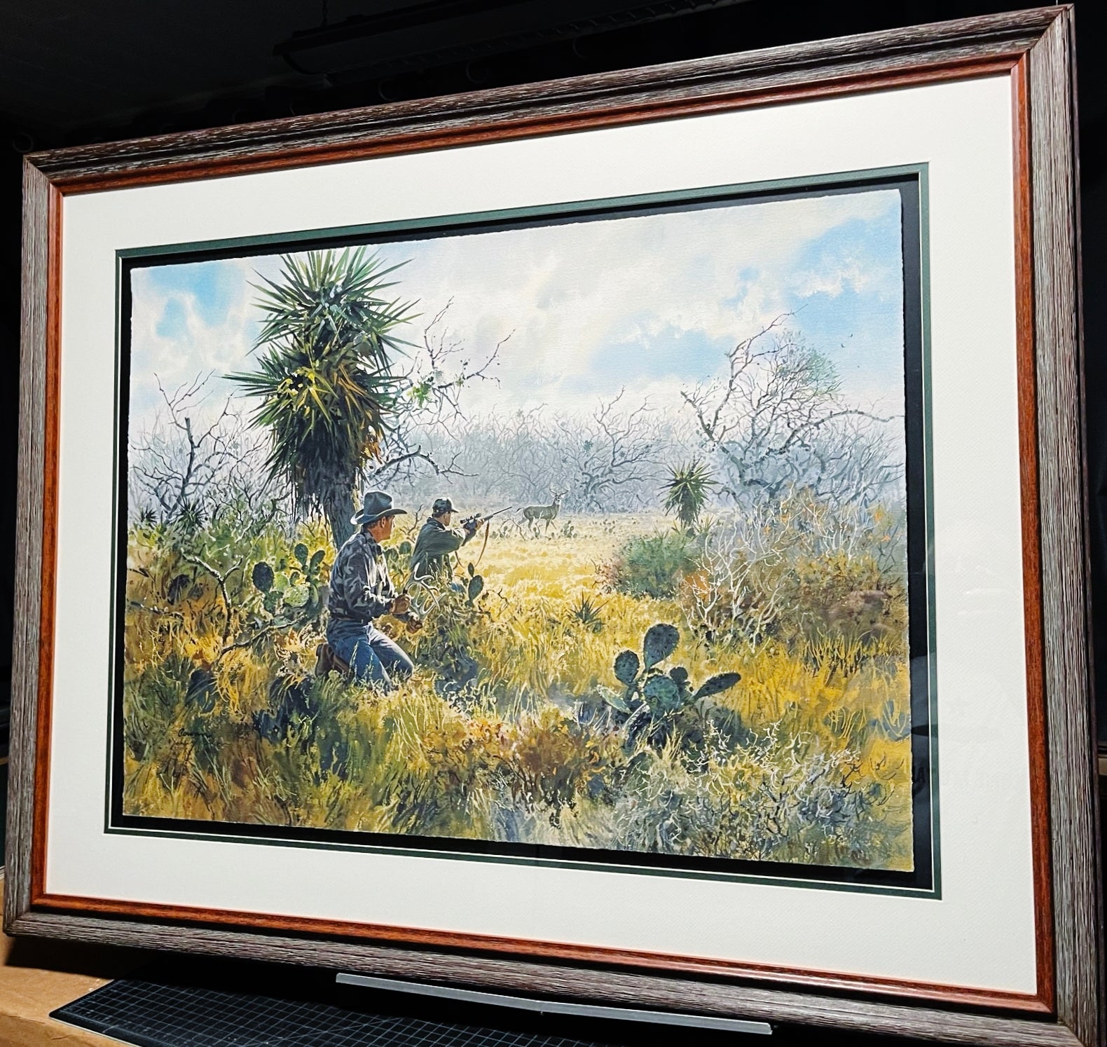 John P. Cowan Coming to Horns GiClee Full Sheet - Brand New Super Custom Sporting Frame