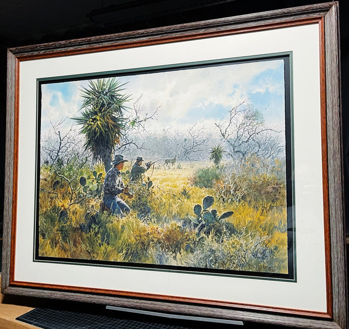 John P. Cowan Coming to Horns GiClee Full Sheet - Brand New Super Custom Sporting Frame
