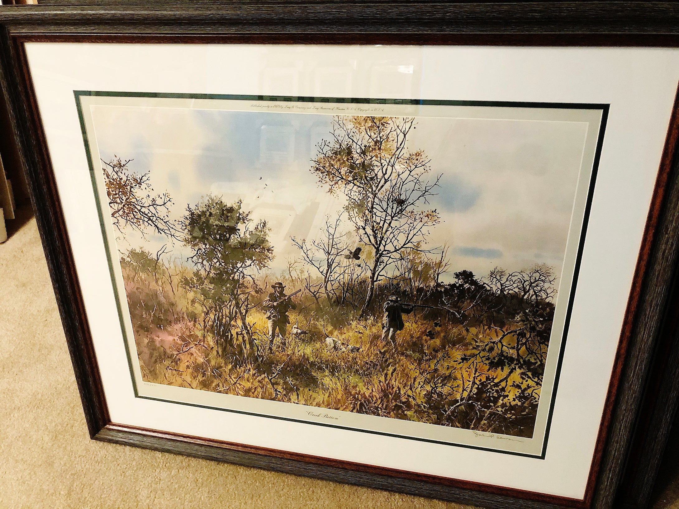John P. Cowan Creek Bottom Lithograph Year 1978 - Brand New Super Custom Sporting Frame