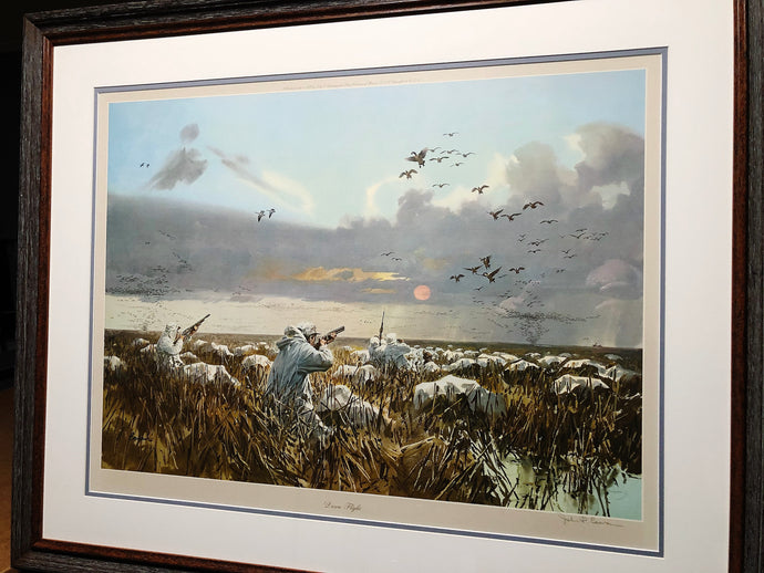 John P. Cowan Dawn Flight Lithograph Year 1971 - Brand New Super Custom Sporting Frame