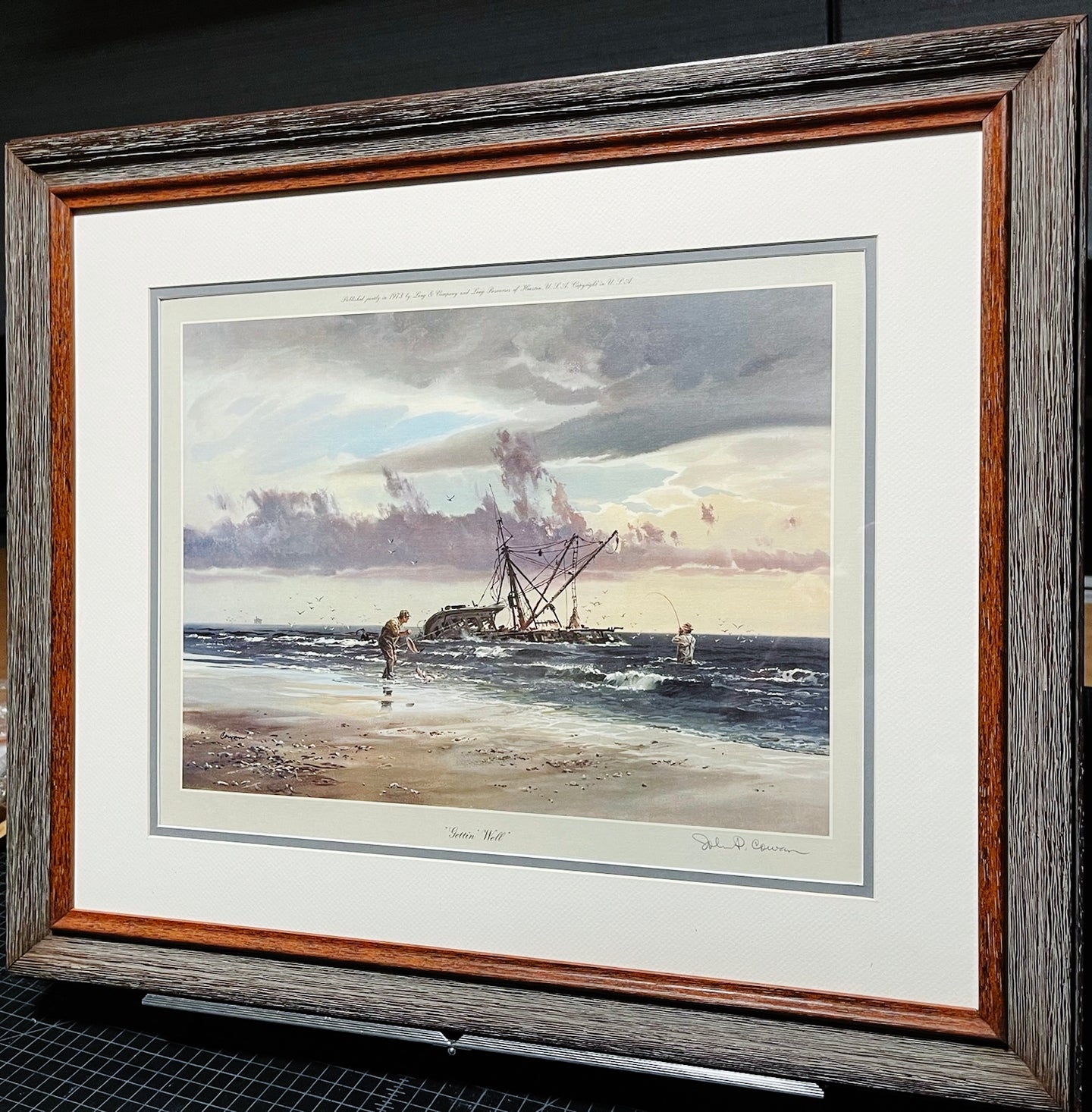 John P. Cowan - Gettin' Well - Lithograph 1973 -  Brand New Custom Sporting Frame