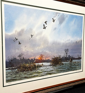 John P. Cowan - Half Past Shooting Time-  Lithograph 1989 - Brand New Custom Sporting Frame