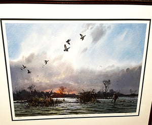 John P. Cowan - Half Past Shooting Time-  Lithograph 1989 - Brand New Custom Sporting Frame