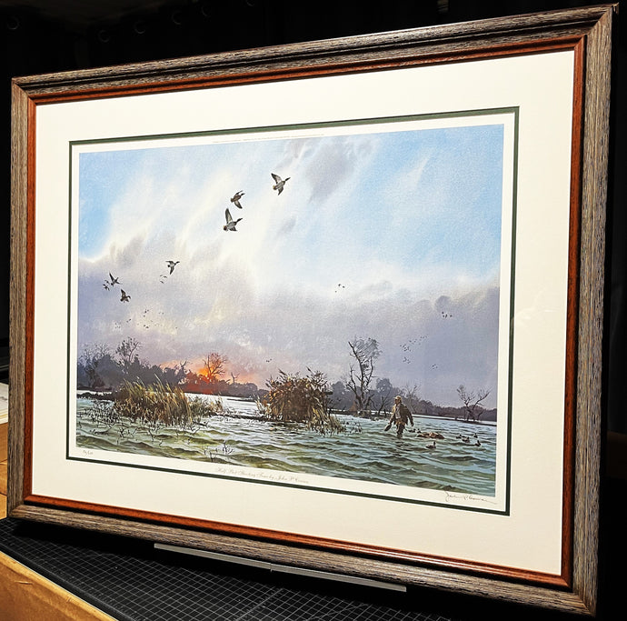 John P. Cowan Half Past Shooting Time Lithograph Year 1989 - Brand New Super Custom Sporting Frame