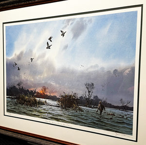 John P. Cowan - Half Past Shooting Time-  Lithograph 1989 - Brand New Custom Sporting Frame