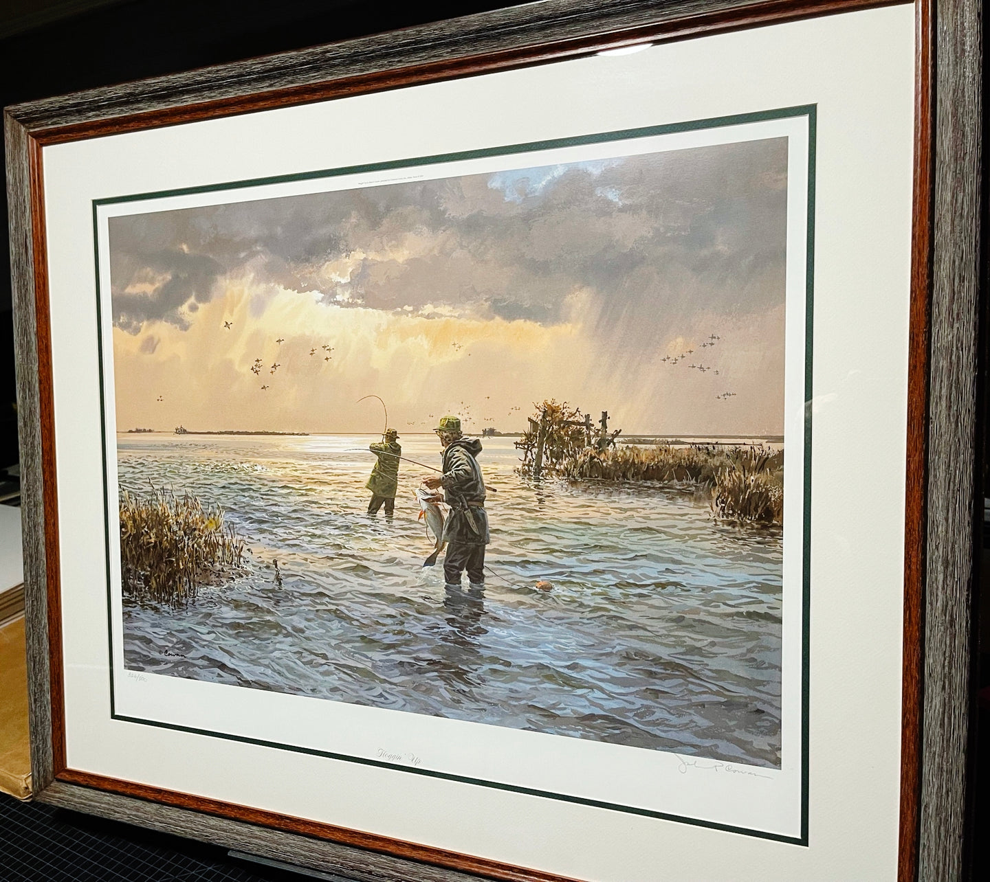 John P. Cowan - Hoggin' Up - Lithograph 2001 - Brand New  Custom Sporting Frame