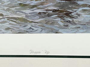 John P. Cowan - Hoggin' Up - Lithograph 2001 - Brand New  Custom Sporting Frame
