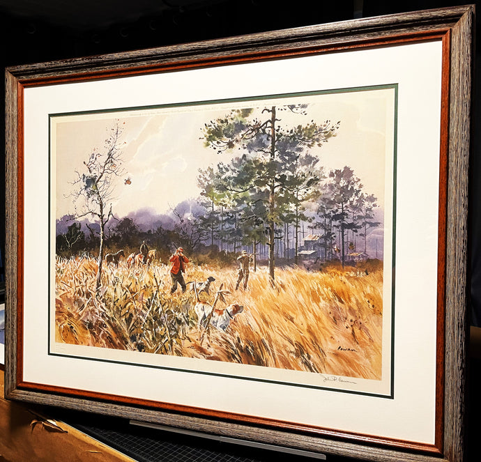 John P. Cowan In The Broomweed Lithograph Year 1971 - Brand New Custom Sporting Frame