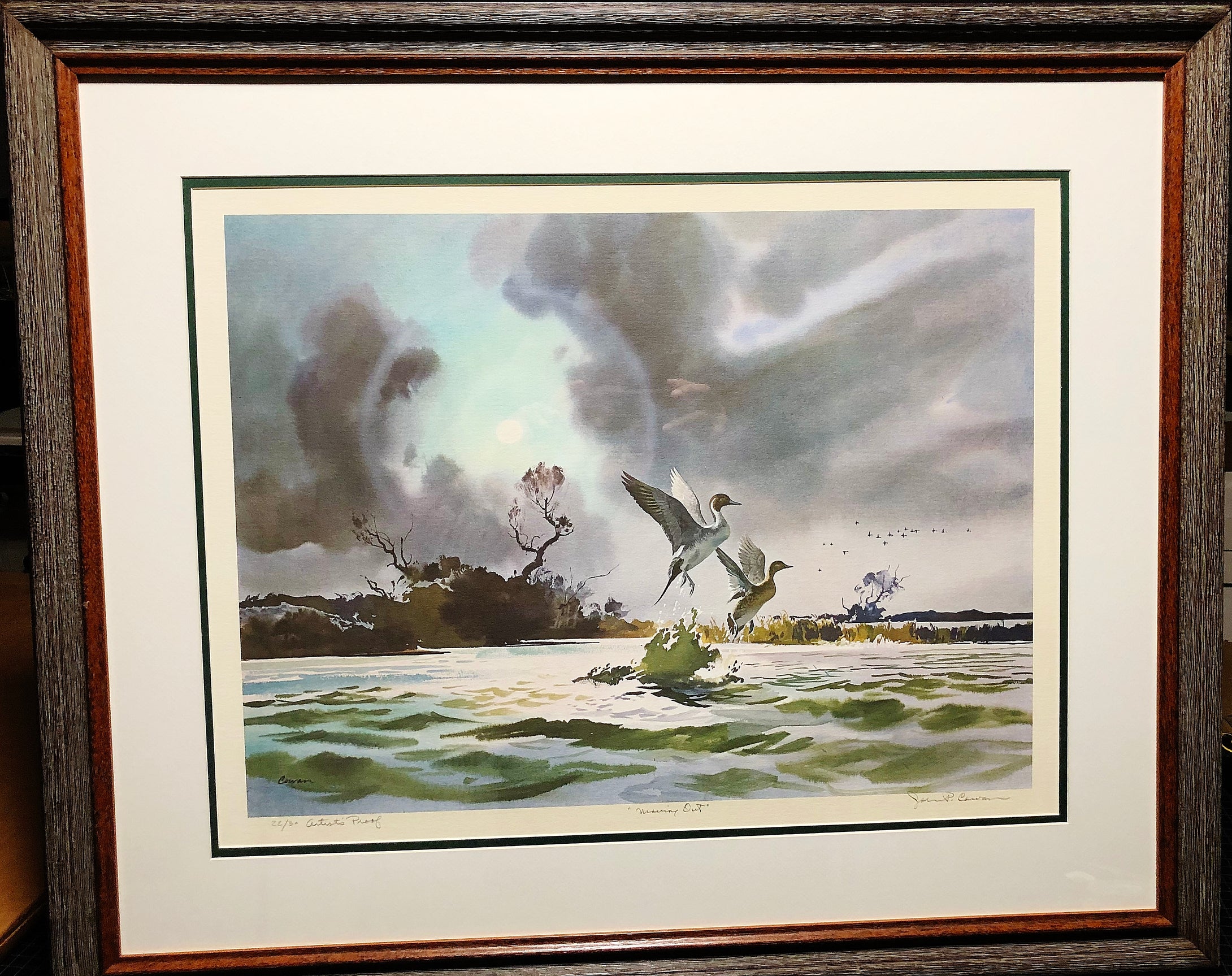 John P. Cowan Moving Out Artist Proof Lithograph Year 1965 - Brand New Super Custom Sporting Frame