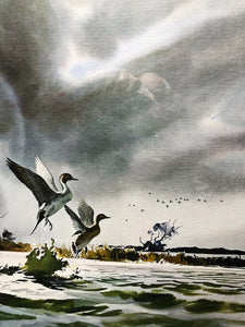 John P. Cowan Moving Out Artist Proof Lithograph Year 1965 - Brand New Super Custom Sporting Frame