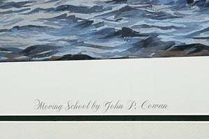 John P. Cowan - Moving School - Lithograph 2006 - Brand New Custom Sporting Frame