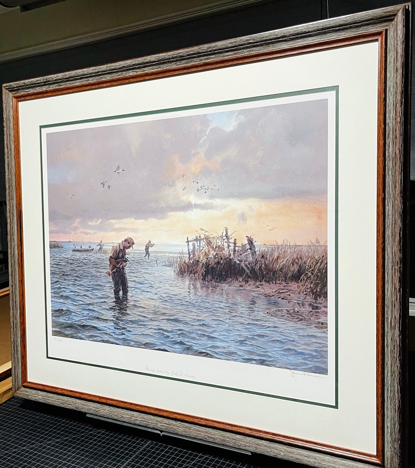 John P. Cowan - Moving School - Lithograph 2006 - Brand New Custom Sporting Frame