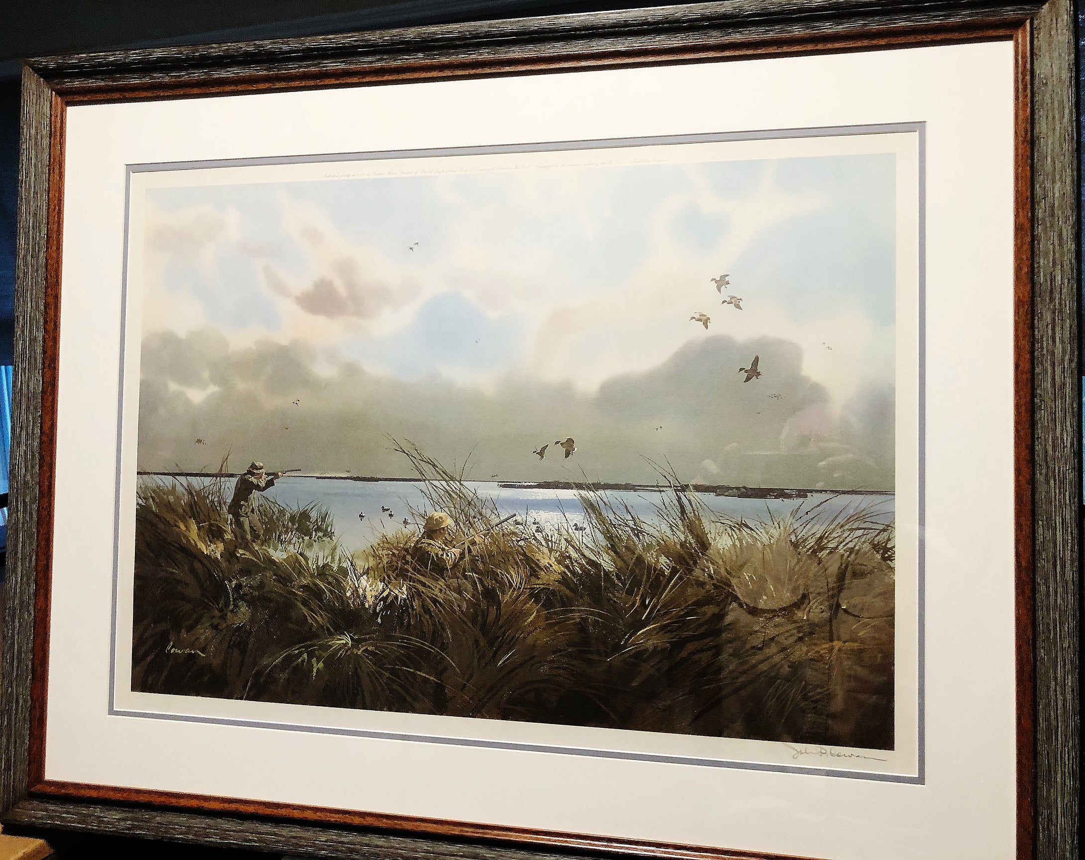 John P. Cowan Night Feeders Lithograph Year 1971 - Brand New Super Custom Sporting Frame