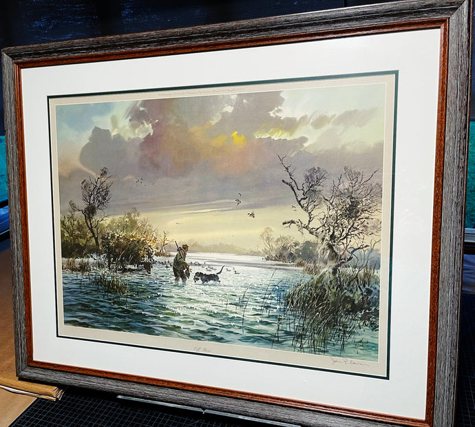 John P. Cowan Off Base Lithograph Year 1972 - Brand New Super Custom Sporting Frame