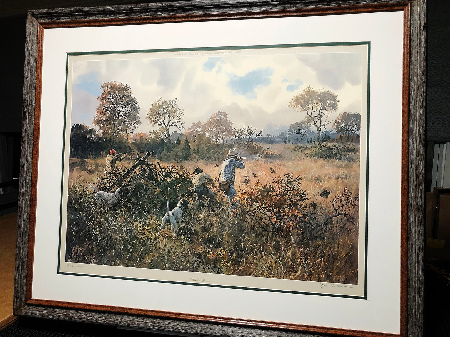 John P. Cowan - Quick Draw - Lithograph 1985 - Brand New Custom Sporting Frame