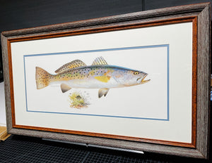 John P. Cowan Speckled Trout Texas Treasure Poster Art Lithograph Quality - Brand New Custom Sporting Frame