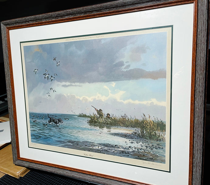 John P. Cowan Sunken Blind Lithograph Year 1979 - Brand New Super Custom Sporting Frame