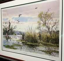 Load image into Gallery viewer, John P. Cowan Teal Hunt Lithograph Year 1976 - Brand New Super Custom Sporting Frame