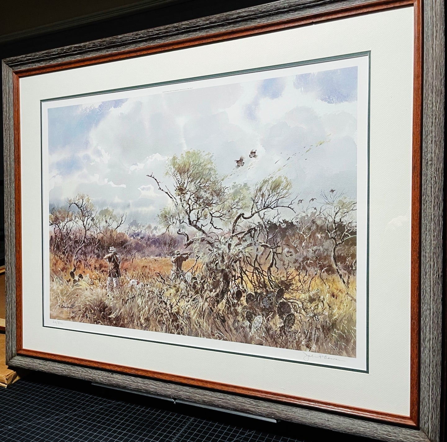 John P. Cowan - Trimming The Brush - Lithograph 1997 - Brand New Custom Sporting Frame