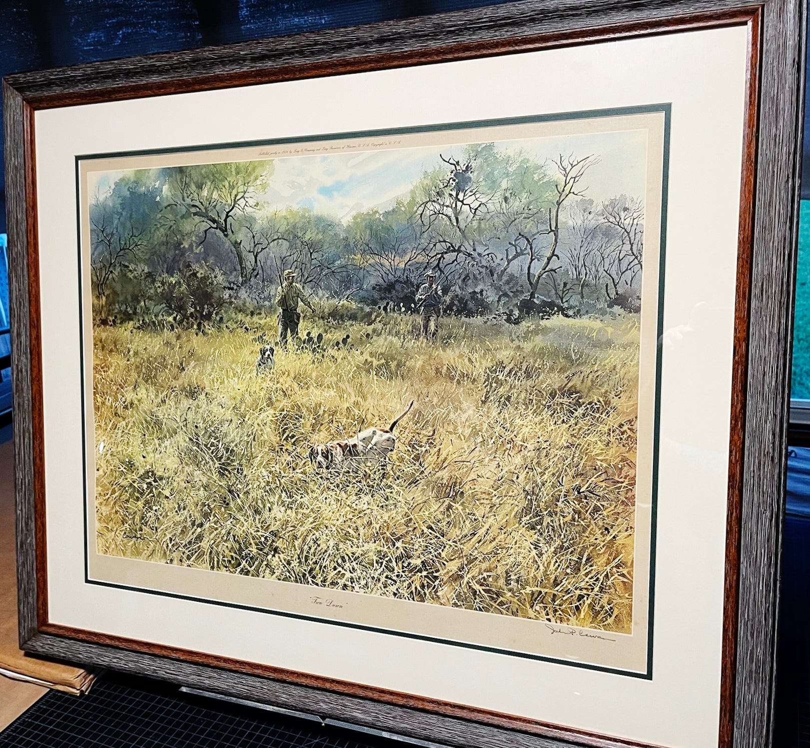 John P. Cowan Two Down Lithograph Year 1974 - Brand New Super Custom Sporting Frame