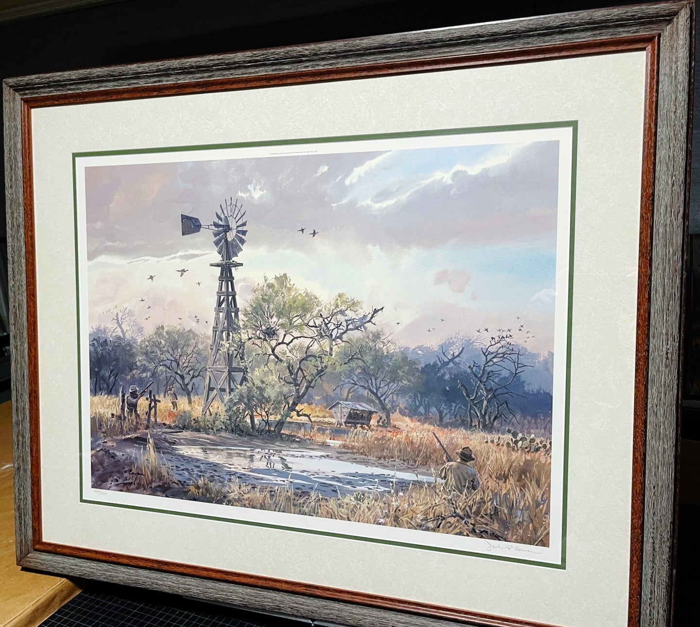 John P. Cowan - The Waterhole - Lithograph 1998 - Brand New Custom Sporting Frame