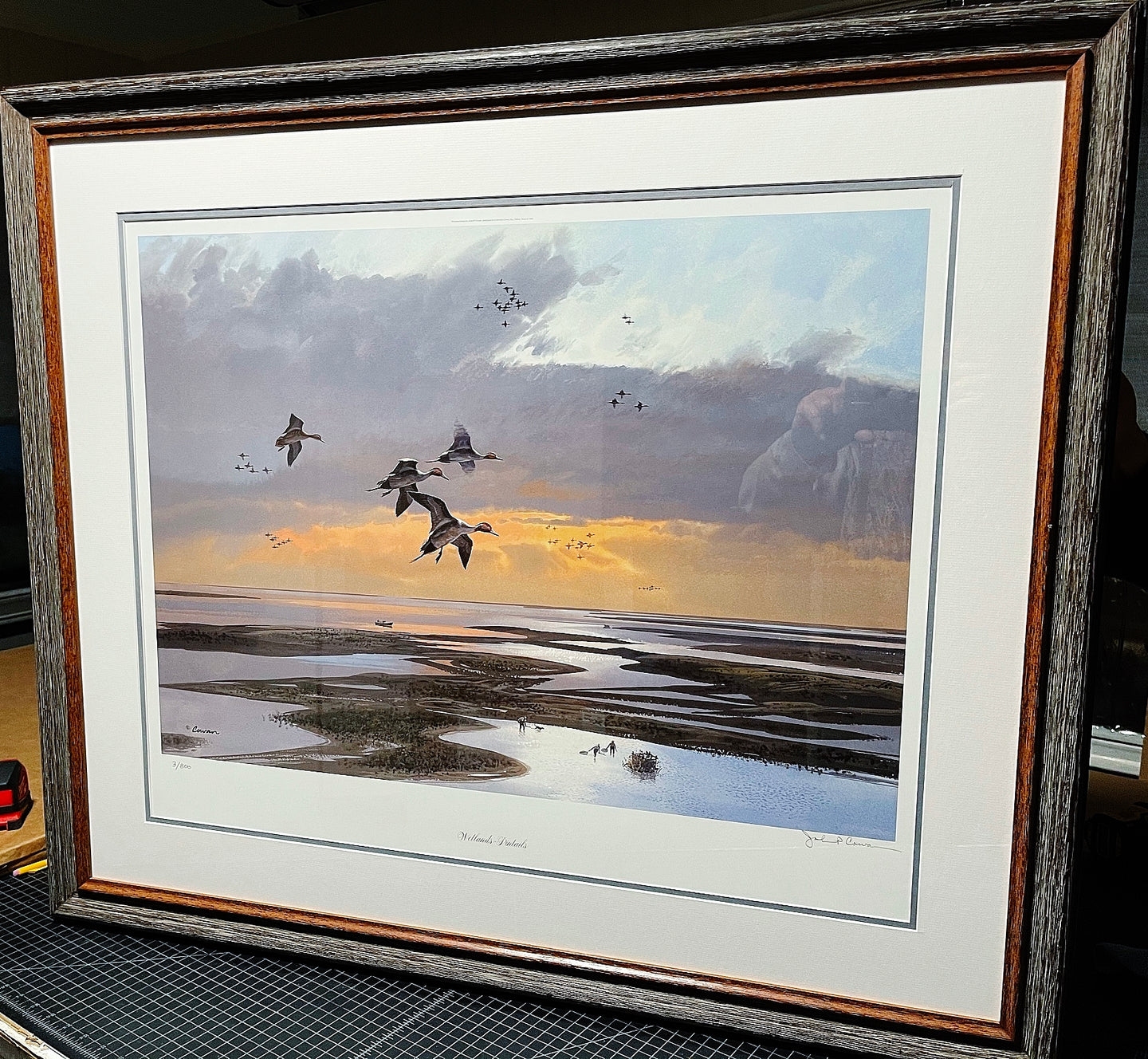 John P. Cowan - Wetlands Pintails - Lithograph AP 2001 - Brand New Custom Sporting Frame