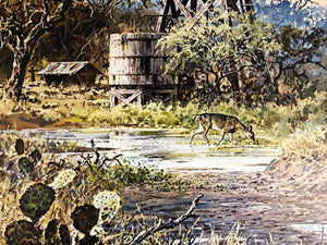 John P. Cowan - Windmill Whitetails - Lithograph 1988 - Brand New Custom Sporting Frame