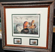 Load image into Gallery viewer, Joe Hautman 2002 Texas Migratory Waterfowl Duck Stamp Print With Double Stamps - Brand New Custom Sporting Frame