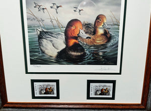 Joe Hautman 2002 Texas Migratory Waterfowl Duck Stamp Print With Double Stamps - Brand New Custom Sporting Frame