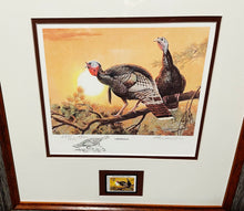 Load image into Gallery viewer, Ken Carlson - 1979 National Wild Turkey Federation Stamp Print With Stamp &amp; Remarque - Brand New Custom Sporting Frame