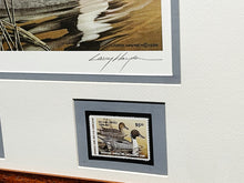 Load image into Gallery viewer, Larry Hayden - 1984 Arkansas Bois D&#39;Arc Pintails Waterfowl Hunting and Conservation Stamp Print With Double Stamps - Brand New Custom Sporting Frame