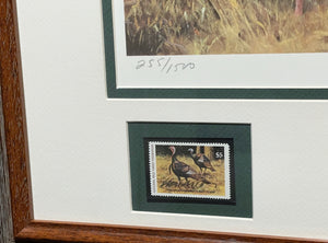 Ken Carlson 1984 Texas First Of Series Turkey Stamp Print With Double Stamps - Brand New Custom Sporting Frame
